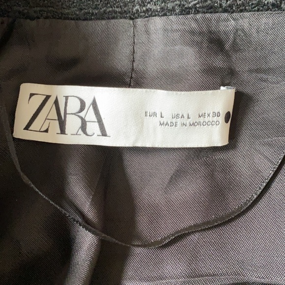 Zara Textured Weave Tweed Blazer Jacket Black Gold Buttons Large L boucle - Picture 7 of 10